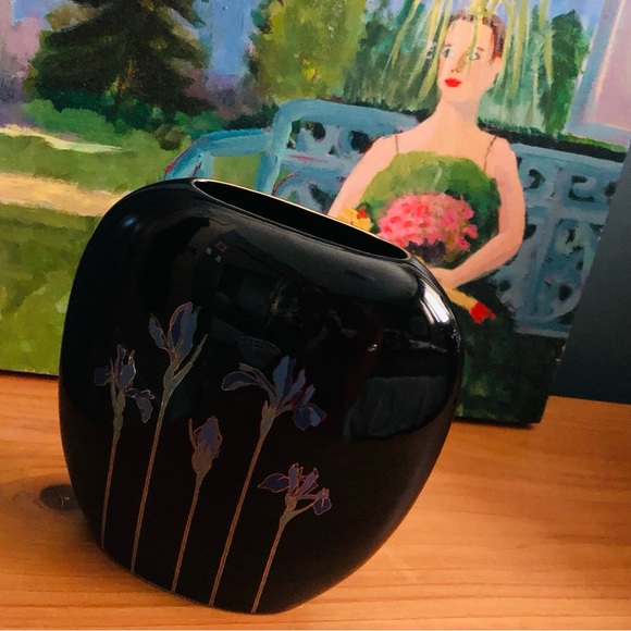 80's Blue Iris Vase - Otagiri Japan - Purple Iris Vase - 80's Floral Vase - Picture 4 of 16